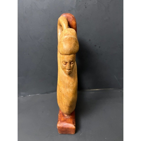 Rare African Hand Carved Wooden Sculpture Loving Man and Woman 11 Inch Abstract - Picture 5 of 9